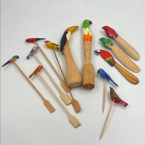 NEW Colorful Wooden Tropical Bird Stirrer, Mashers, Spreaders